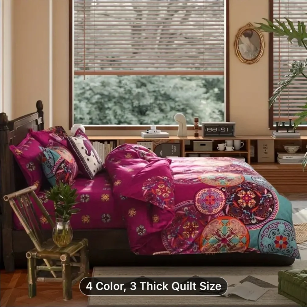 Vibrant Multicolor Quilt Set Bohemian. NWOT - Picture 2 of 5